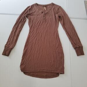 SKIMS Brown Long Sleeve Pajama Dress